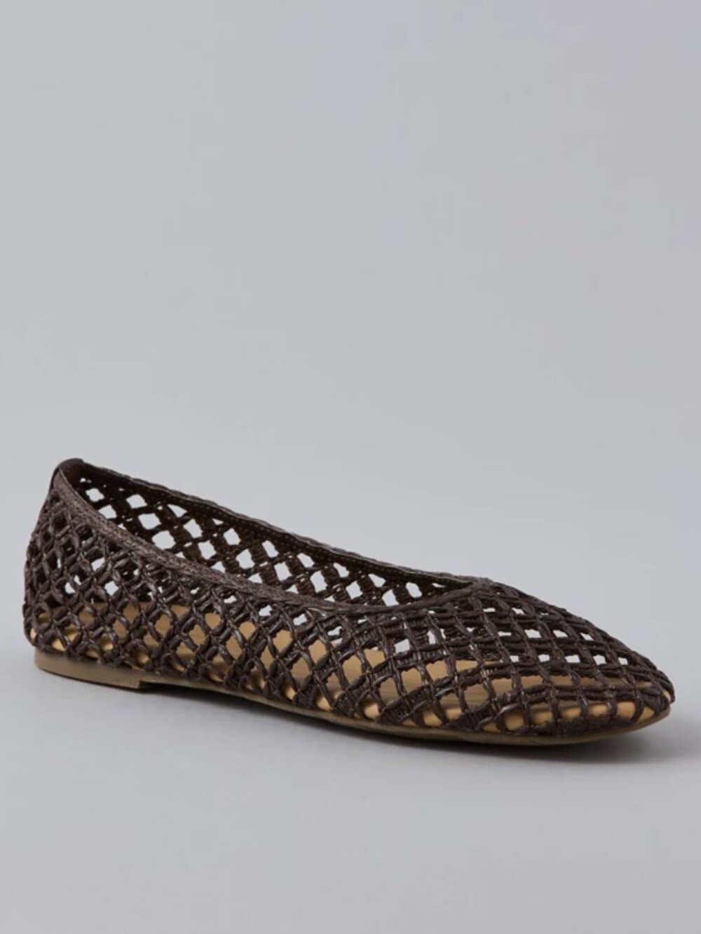 AE Chocolate Raffia Ballet Flat/NWT/10